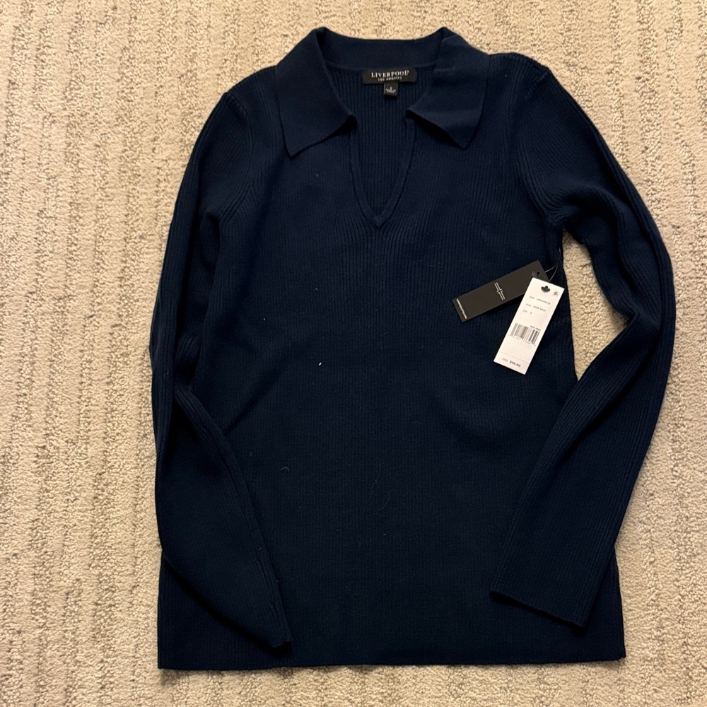 BNWT Liverpool  Deep Blue V-Neck Sweater